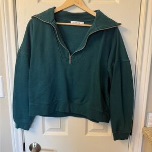 JustFab Teal Women's Half-Zip Sweatshirt